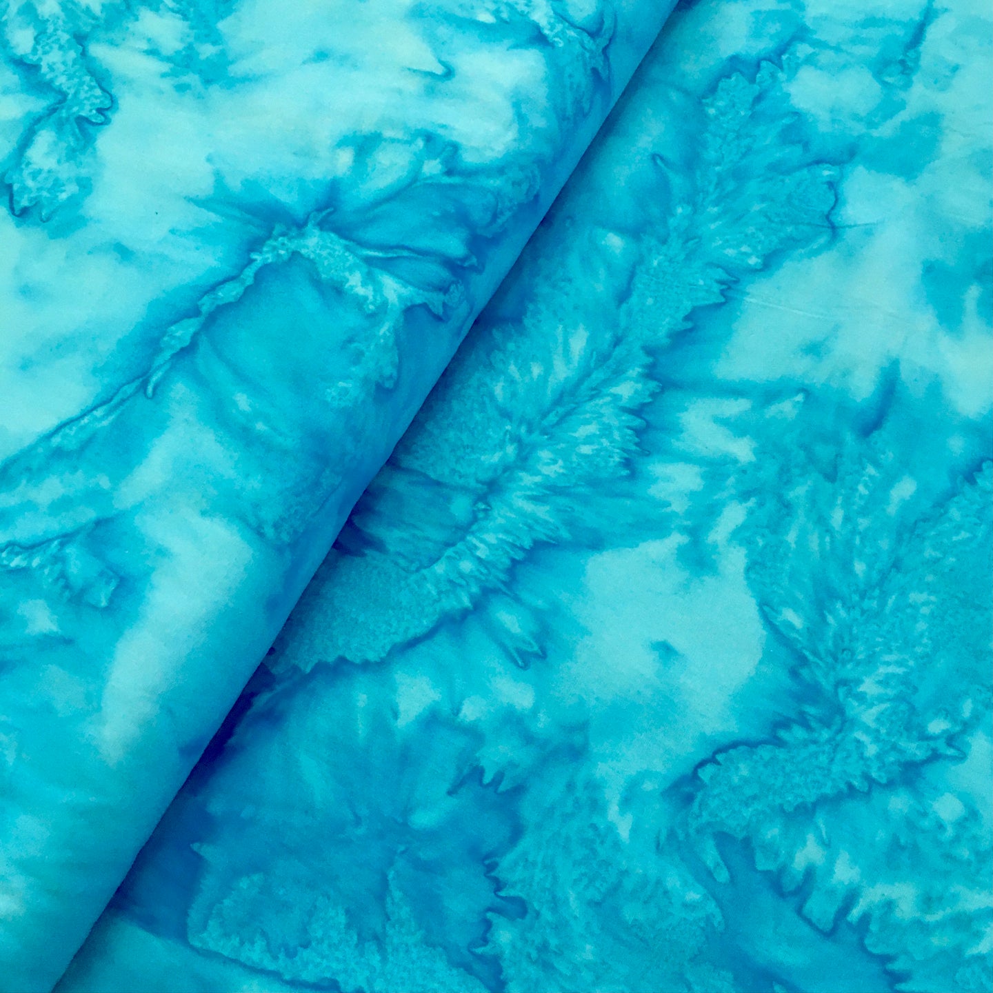 Batik by Mirah, Turquoise, Blue Lotus, BL-10-8013, for Parkside Fabrics, sold by the half-yard