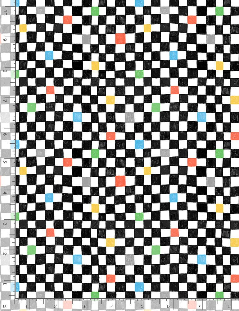 MONSTER TRUCK CHECKERED PATTERN LAUREN-CD1262  MULTI for Timeless Treasures, sold by the half-yard