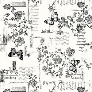 Happiness in White R360995 Backing Extra-Wide by Marcus Fabrics, 108" wide, sold by half-yard