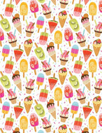 SUMMER ICE CREAM CONES AND POPSICLES OLIVIA-CD1328 multi on WHITE for Timeless Treasures, sold by the half-yard