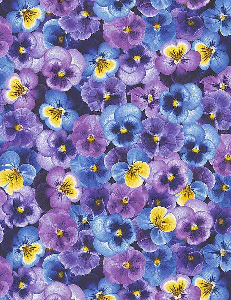 PACKED PANSIES PANSY-C7722  in PURPLE, for Timeless Treasures, sold by the half-yard