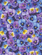 PACKED PANSIES PANSY-C7722  in PURPLE, for Timeless Treasures, sold by the half-yard