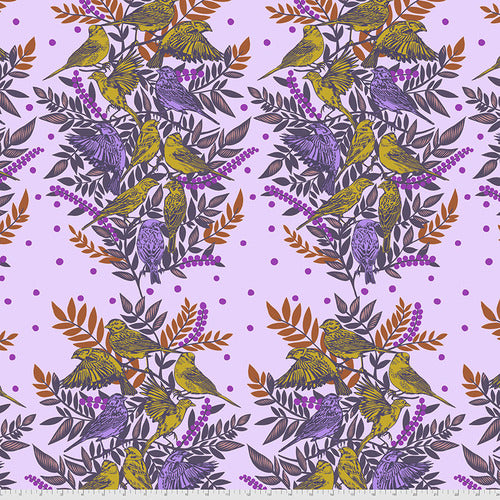 Visitation in Lilac, Bright Eyes by Anna Maria Horner for Freespirit Fabrics, sold by the half-yard