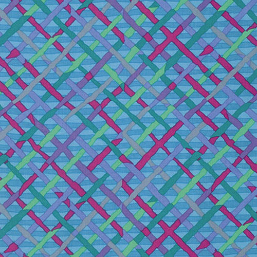Mad Plaid - Turquoise Extra-Wide Back QBBM002.TURQUOISE Classics by Brandon Mably for the Kaffe Fassett Collective  for Free Spirit Fabrics, sold by the half-yard