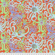 Octopus - Orange, Stash, Classics Brandon Mably for the Kaffe Fassett Collective  Put-Up SKUPWBM074.ORANGE, for Free Spirit Fabrics, sold by the half-yard