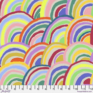 Rainbows on Grey PWGP190.GREY, Kaffe Fassett for the Kaffe Fassett Collective, for Free Spirit Fabrics, sold by the half-yard