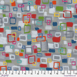Happy Blocks, Gray, Oh Happy Day! PWKG030.GRAY by Keiko Goke for Free Spirit Fabrics, sold by the half-yard