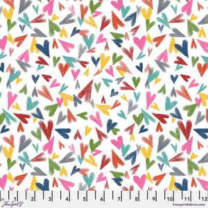 All My Heart, Multi on White, Oh Happy Day! PWKG036.WHITE by Keiko Goke for Free Spirit Fabrics, sold by the half-yard
