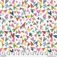 All My Heart, Multi on White, Oh Happy Day! PWKG036.WHITE by Keiko Goke for Free Spirit Fabrics, sold by the half-yard