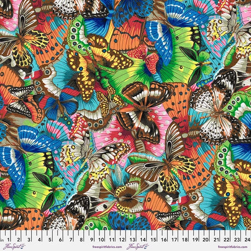 Tropical Butterflies in Multi, PWSL107.MULTI, Treasure Island by Snow Leopard Designs for Free Spirit Fabrics, sold by the half-yard