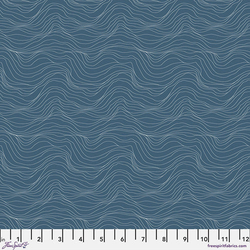 Topography in Azure, Natural Affinity by Shell Rummel, for Free Spirit Fabrics, sold by the half-yard