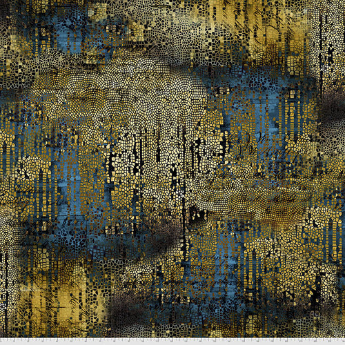 Gilded Mosaic in Gold, Abandoned by Tim Holtz, Eclectic Elements, for Freespirit Fabrics, sold by the half-yard