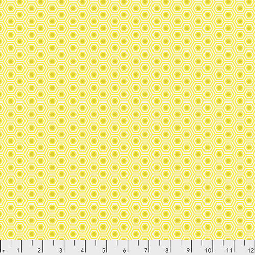 Hexy in Sunshine, Tula's True by Tula Pink, for Freespirit Fabrics, sold by the half-yard