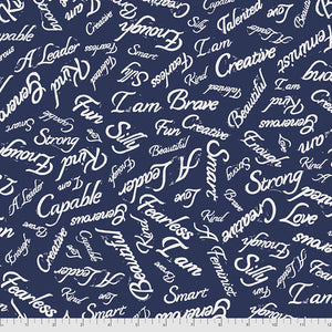 Enchanted, I Am in Indigo by Valorie Wells for Freespirit Fabrics, sold by the half-yard