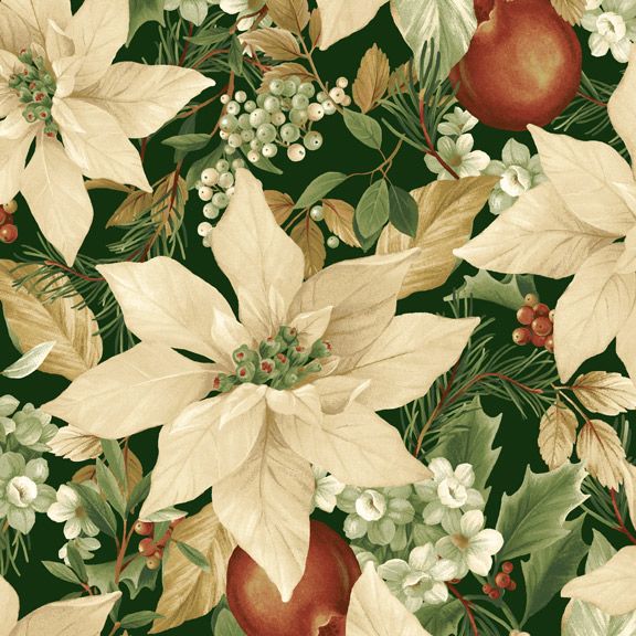 WINTER BOTANICALS in Green R2101 by Laura Berringer for Marcus Fabrics, sold by the half-yard