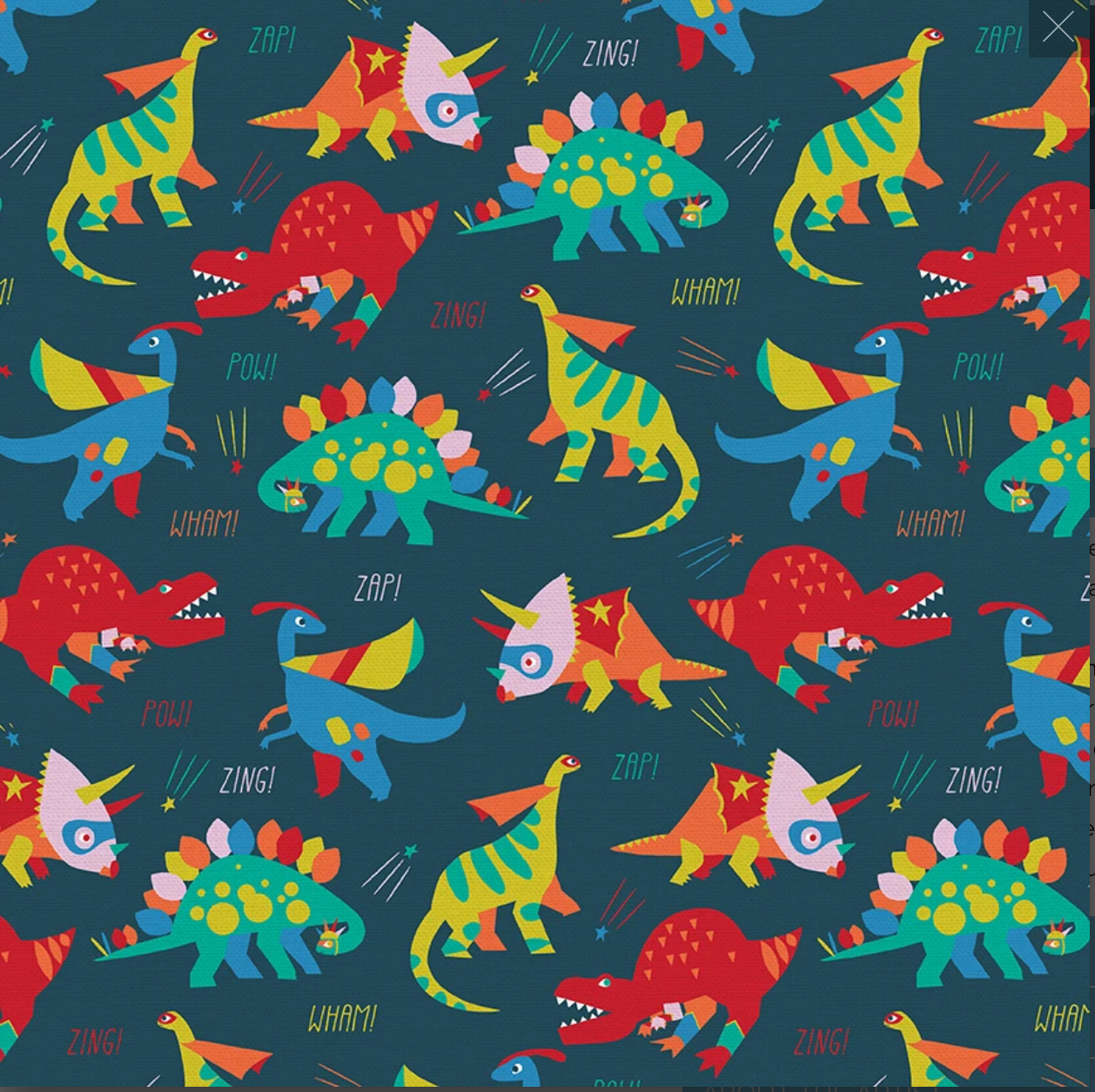 Super Dinos in Navy for Paintbrush Studio, sold by the half-yard