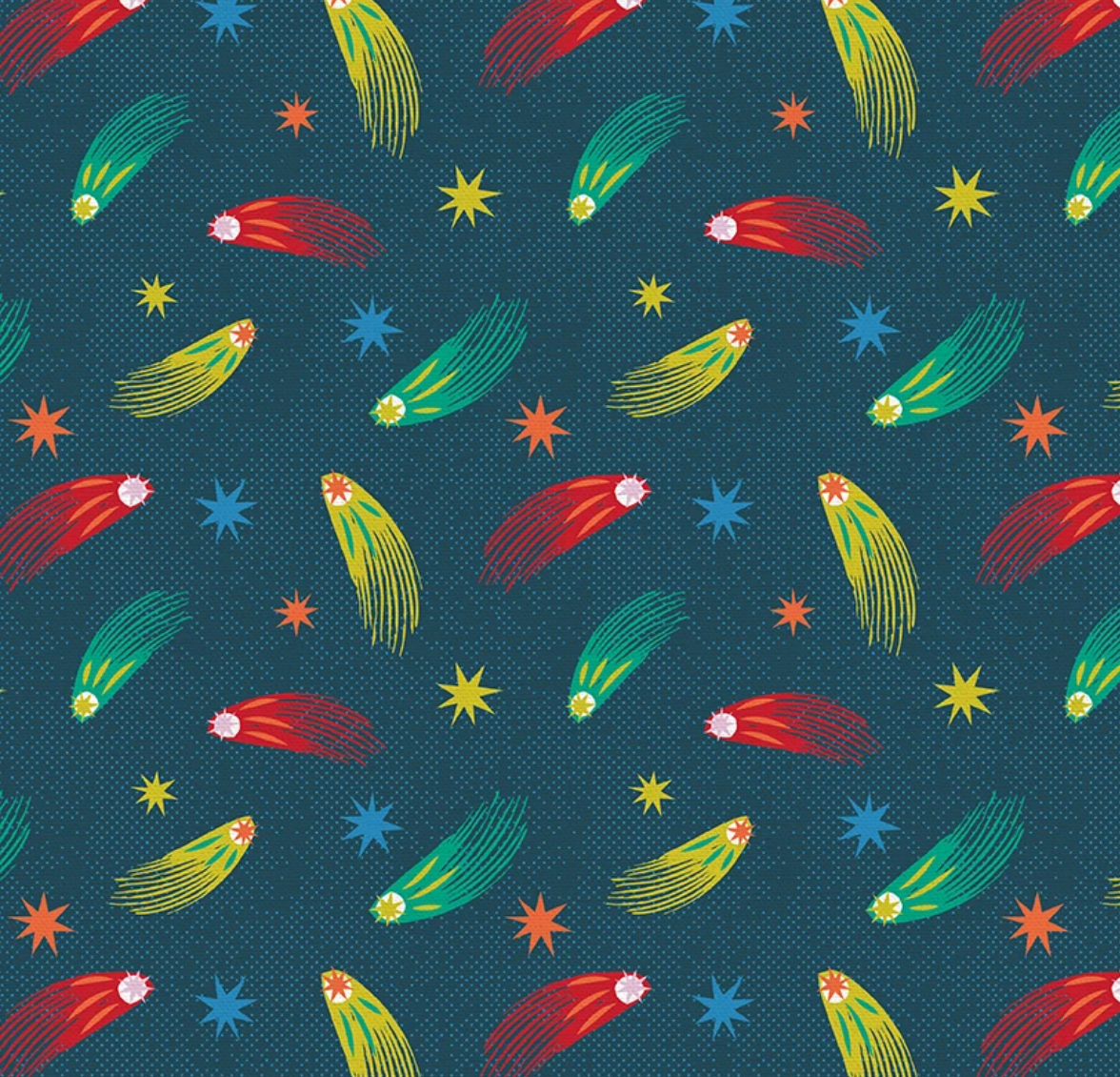 Super Dinos Stars in Navy for Paintbrush Studio, sold by the half-yard
