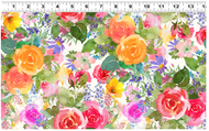 Flower Shop in Orange on White Ground Y3299-36 by Jim Ishikawa for Clothworks, sold by the half-yard