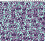 Painted Patchwork Violet Floral Y3379-32 on Light Aqua by Sue Zipkin for Clothworks, sold by the half-yard