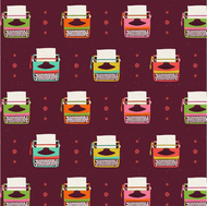 9 TO 5 - TYPEWRITTERS in Maroon - 12022484 for Paintbrush Studio, sold by the half-yard
