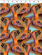 Fiesta Horses Y3408-15M Brown Metallic by Laurel Burch for Clothworks, sold by the half-yard