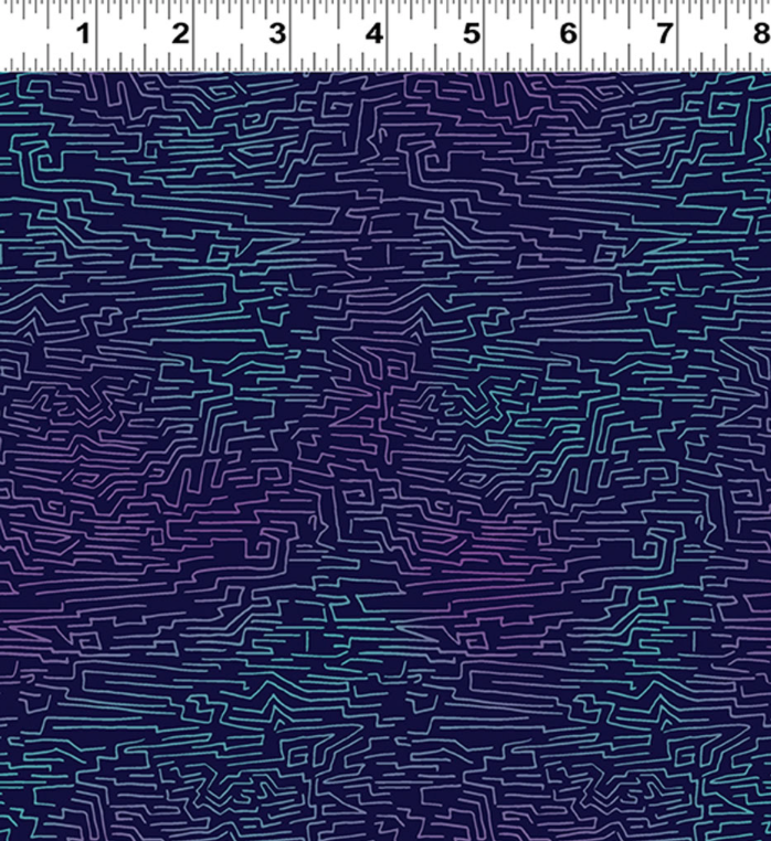 Fiesta Horses Y3414-28 Dark Purple by Laurel Burch for Clothworks, sold by the half-yard