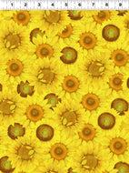 Sunflowers, Sunny Fields for Clothworks, sold by the half-yard