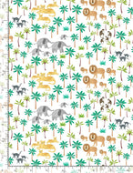 WILD ANIMALS AND TREES WILD-CD1184  WHITE for Timeless Treasures, sold by the half-yard