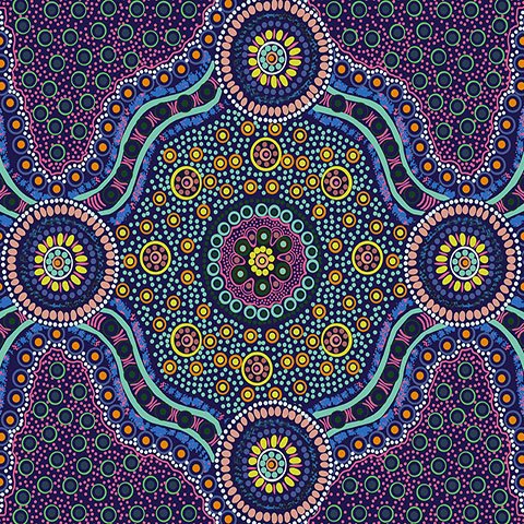 Wild Bush Flowers Purple by Layla Campbell, by M&S Textiles, sold by the half-yard