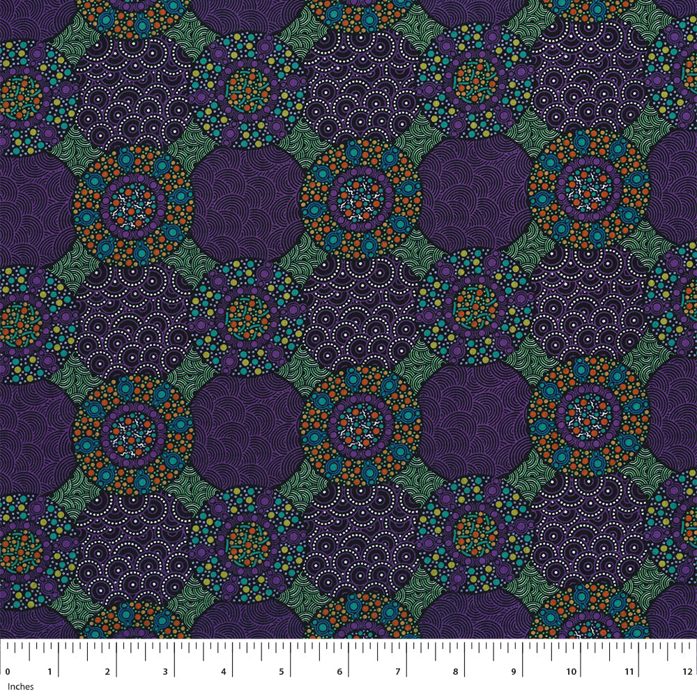 Wildflowers & Bush Tuckers Purple, WFBTP by M&S Textiles, sold by the half-yard