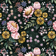 Honey Bloom, Blooming in Black 90467-99 by Figo Fabrics, sold by the half-yard