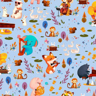 Forest Jam in Blue by Michael Miller Fabrics, sold by the half-yard