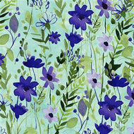 Painted Patchwork Meadow Y3375-32 Light Aqua by Sue Zipkin for Clothworks, sold by the half-yard